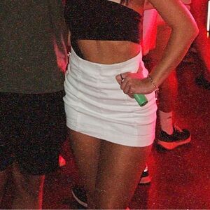 White Altr’d State Mini Skirt with shorts underneath Size XS